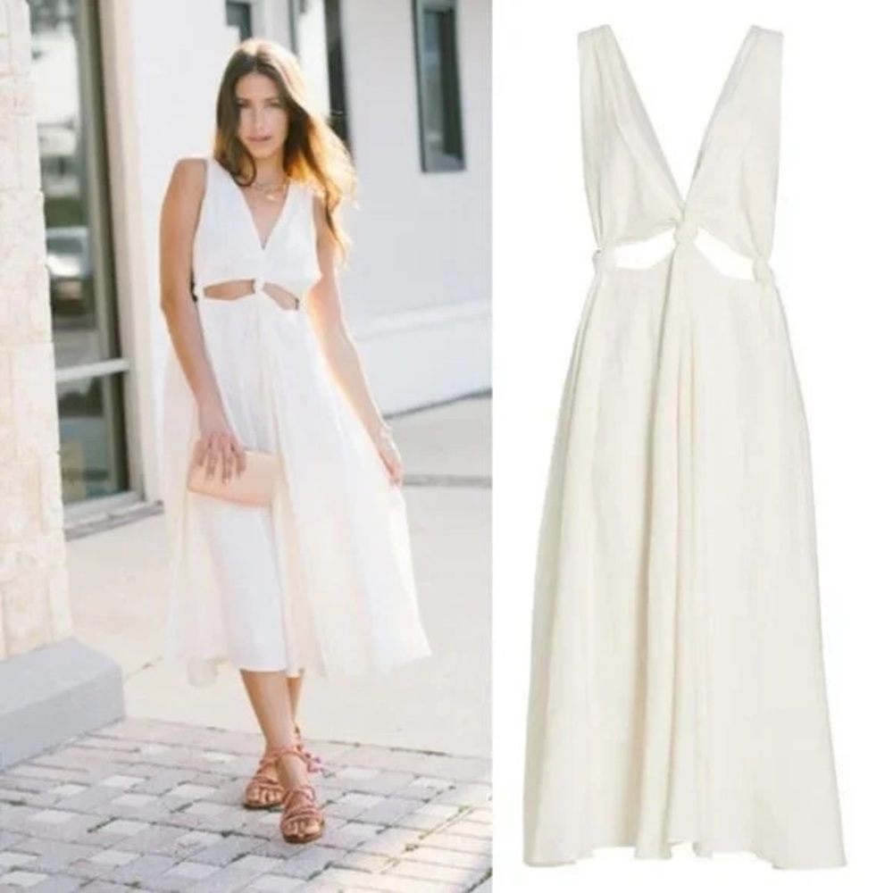 Farm Rio White Cut Out Midi Dress - Picture 2 of 4